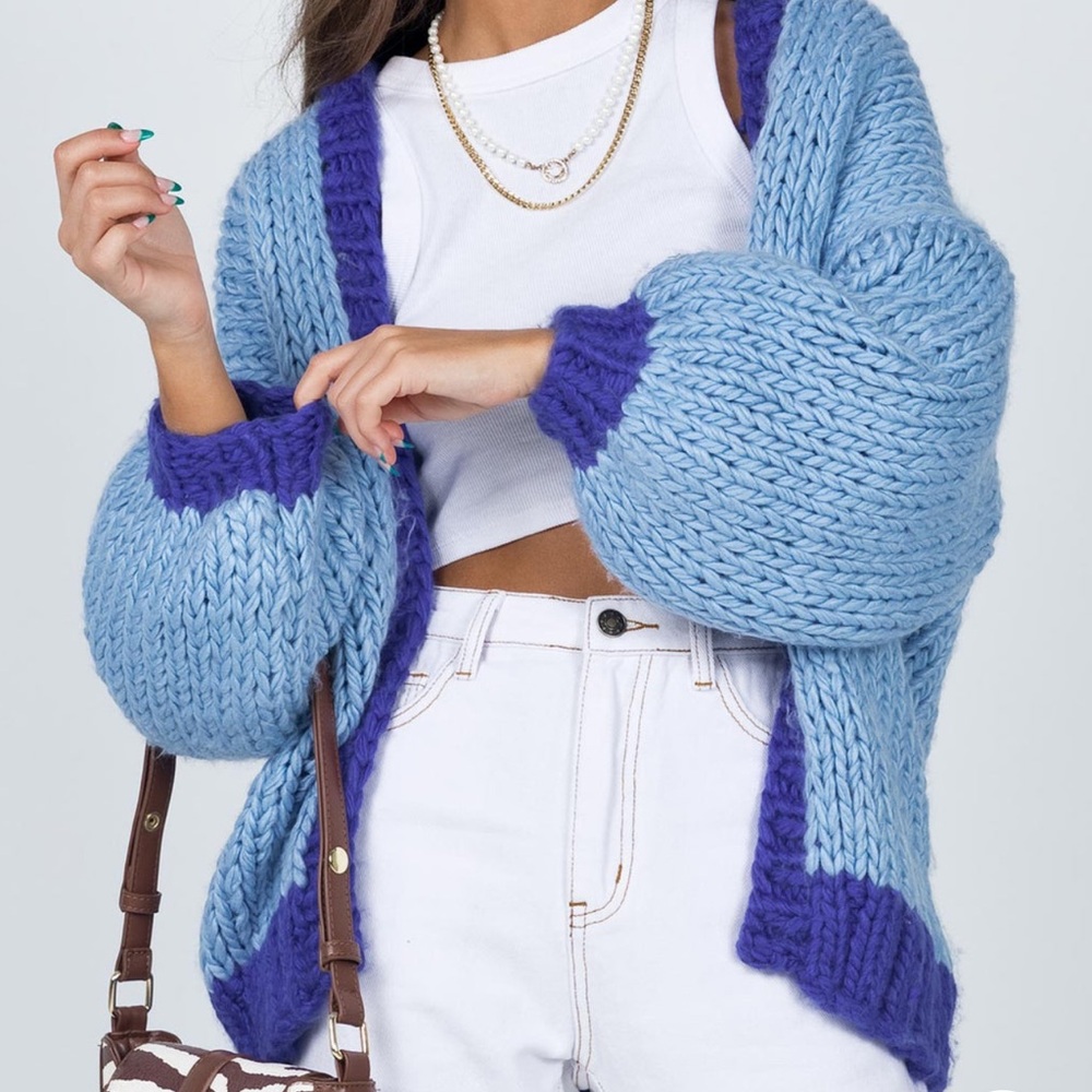 Princess Polly Lester Knit Cardigan in Blue